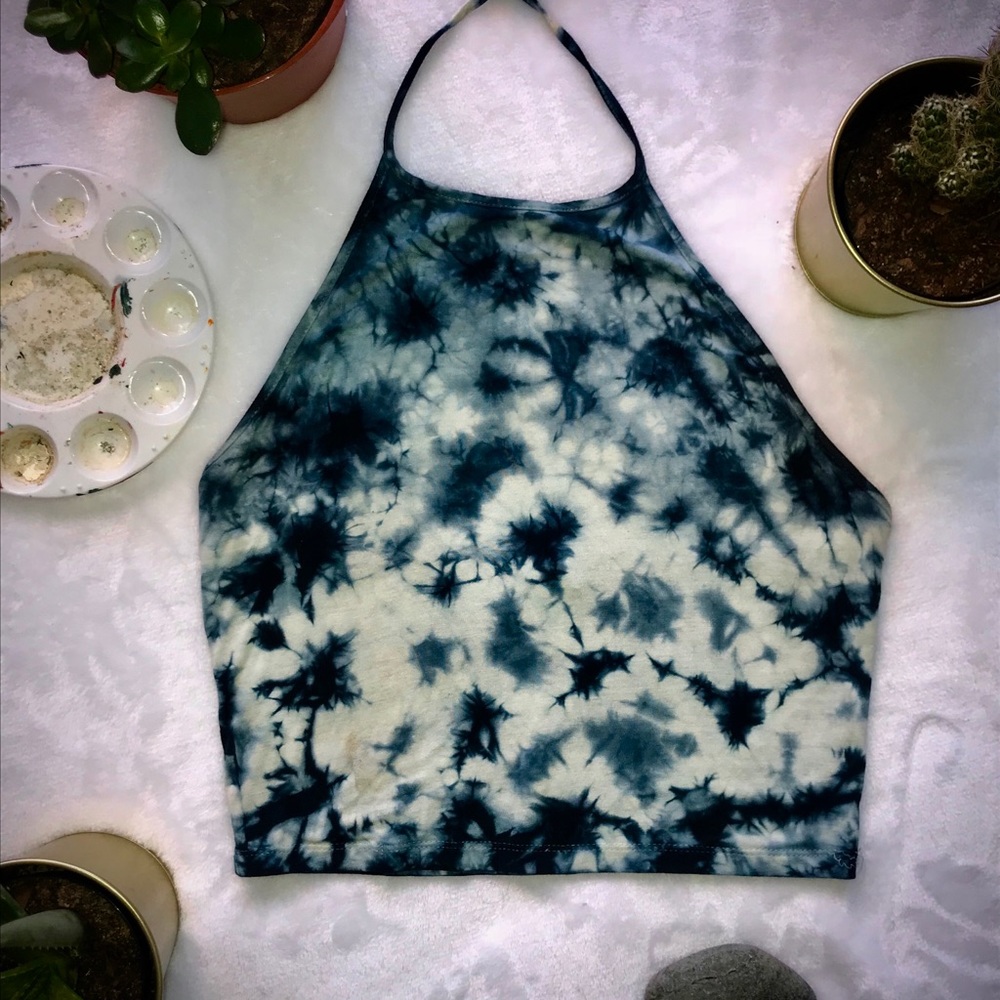 Ink dyed halter crop top